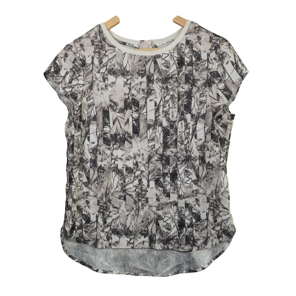 H&M Shirt Women's Size 8 Hi-Low with Back Zipper Floral Striped Pattern